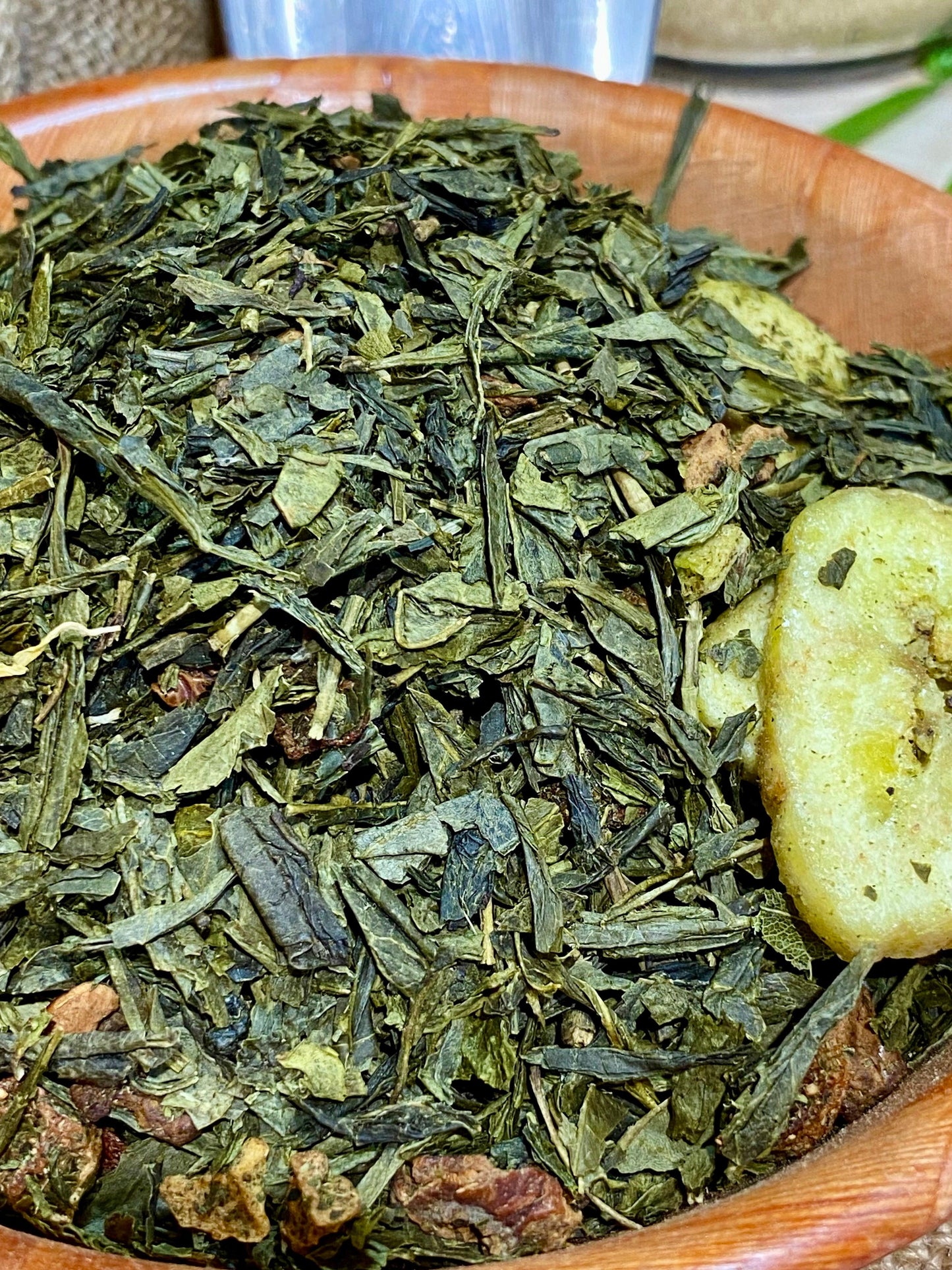 Thé vert banane, pomme, fraise | Biologique