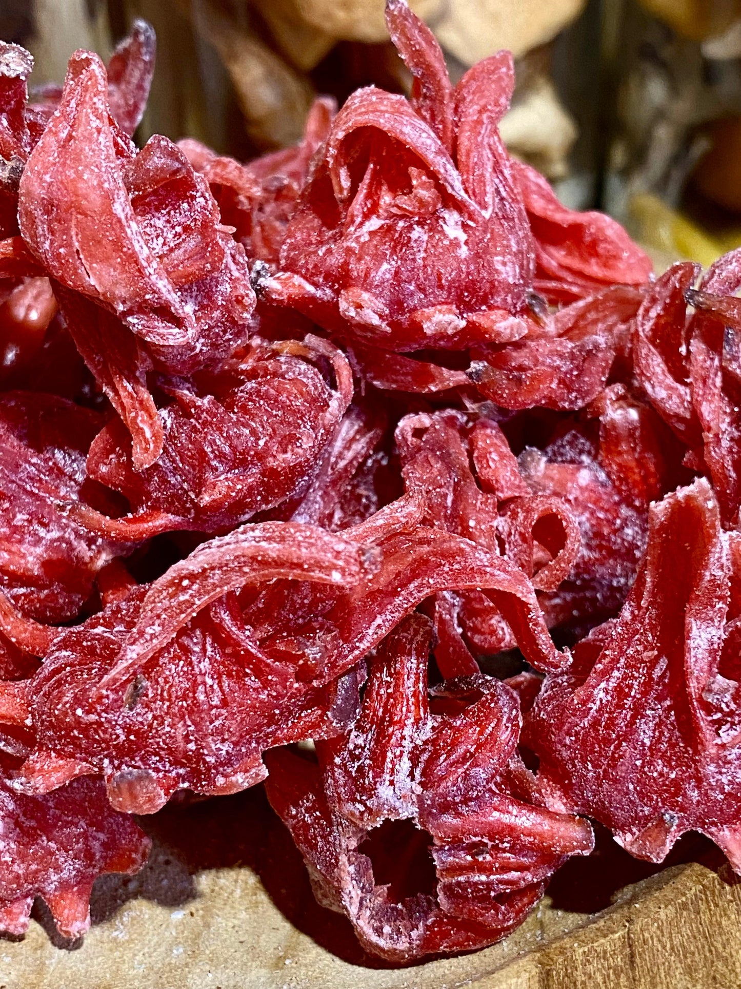 Fleurs d'hibiscus confites en vrac | Origine, bienfaits