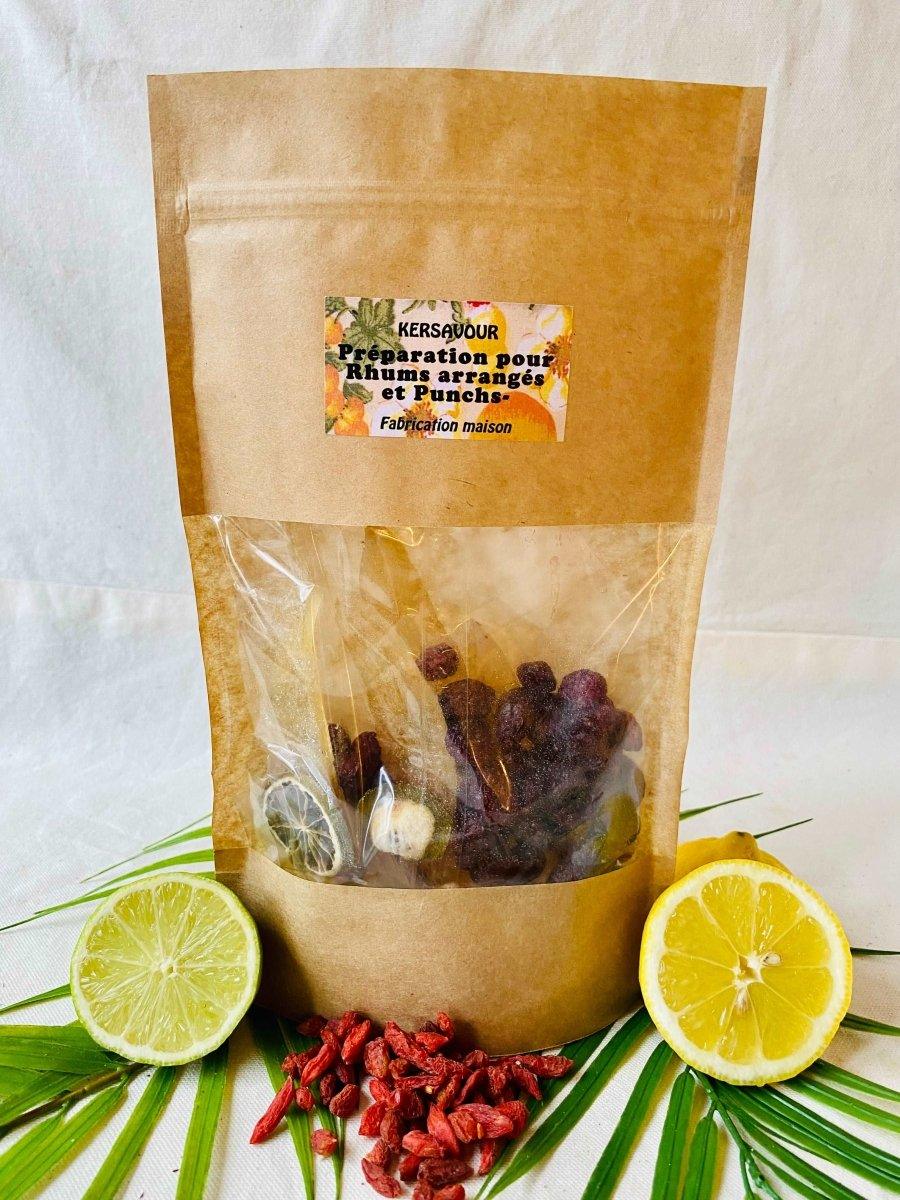kit rhum arrangé : Baie de Goji, cranberry, citron jaune et vert