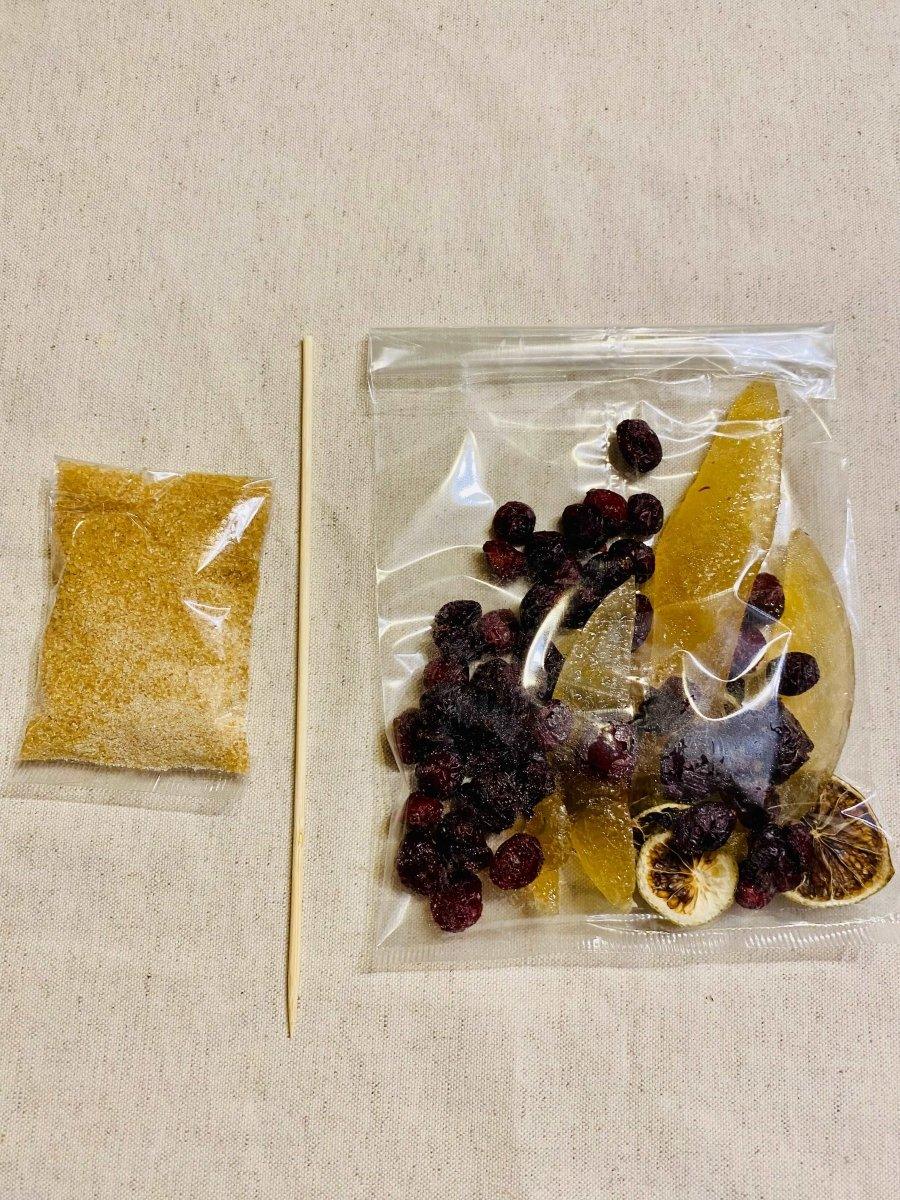 kit rhum arrangé : Baie de Goji, cranberry, citron jaune et vert