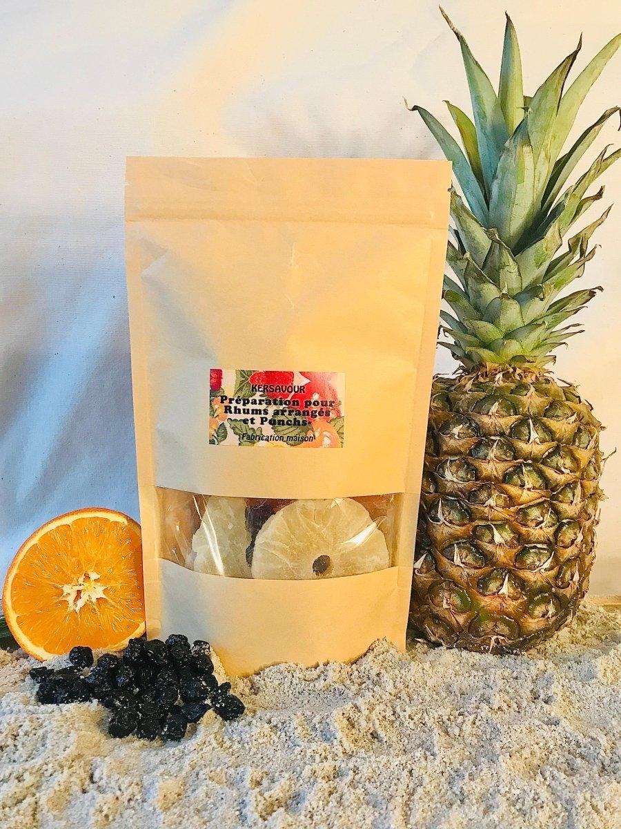 Préparation rhum arrangé : Ananas cranberry pêche orange
