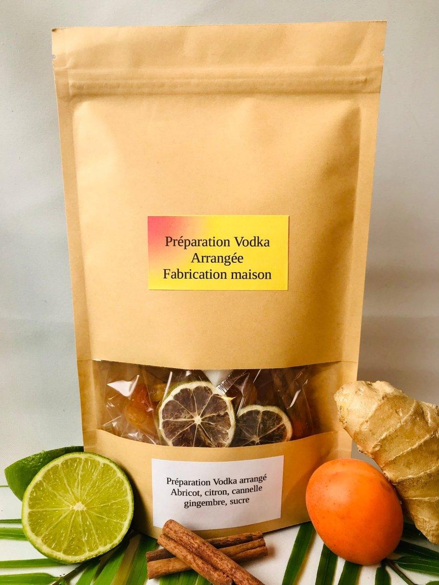 mélange vodka arrangée : Abricot, citron, cannelle, gingembre
