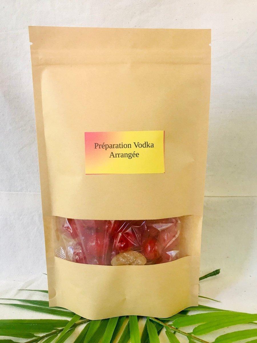 mélange vodka arrangée : cerise gingembre pour un litre de vodka macération une semaine