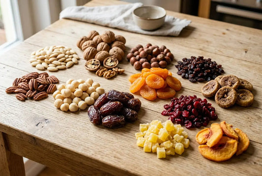 Liste complète des fruits secs : noix, amandes, dattes et oléagineux