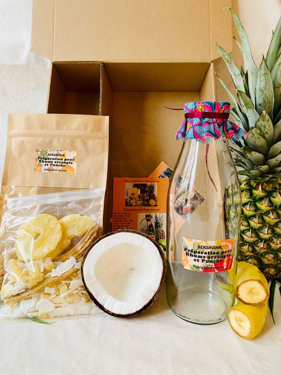 kit rhum arrangé : banane ananas noix de coco