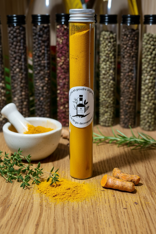 Curcuma en poudre Inde —Tube en verre