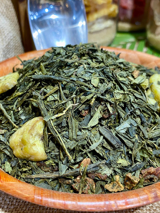 Thé vert banane, pomme, fraise | Biologique