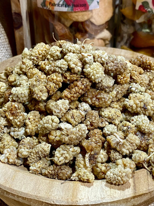 mûres blanches séchées moelleuses et fruitées