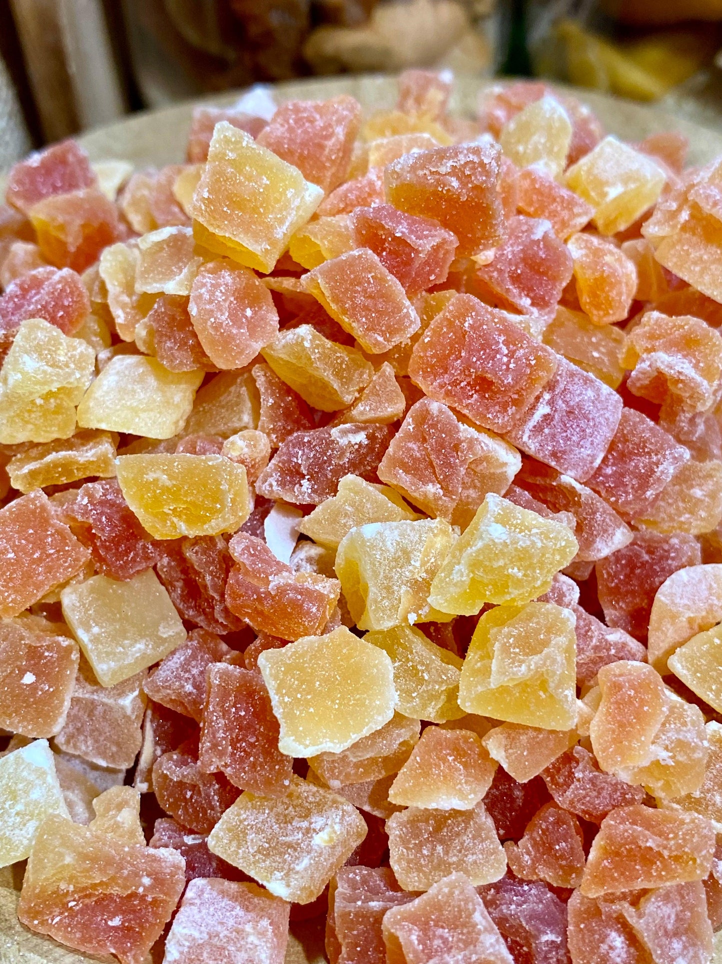 Papaye cube déshydratée avec découpe régulière