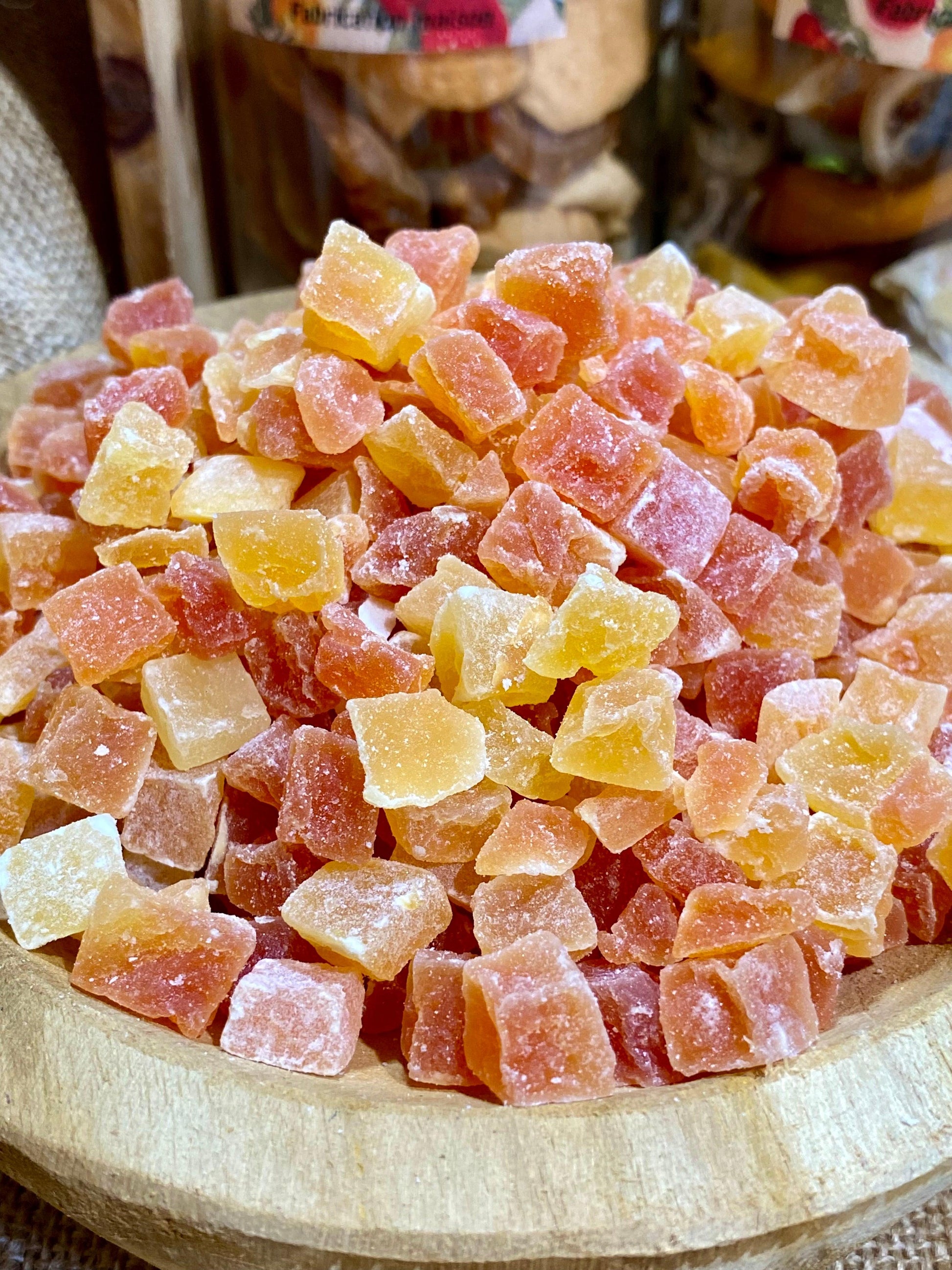 Papaye cube déshydratée pour décoration de desserts