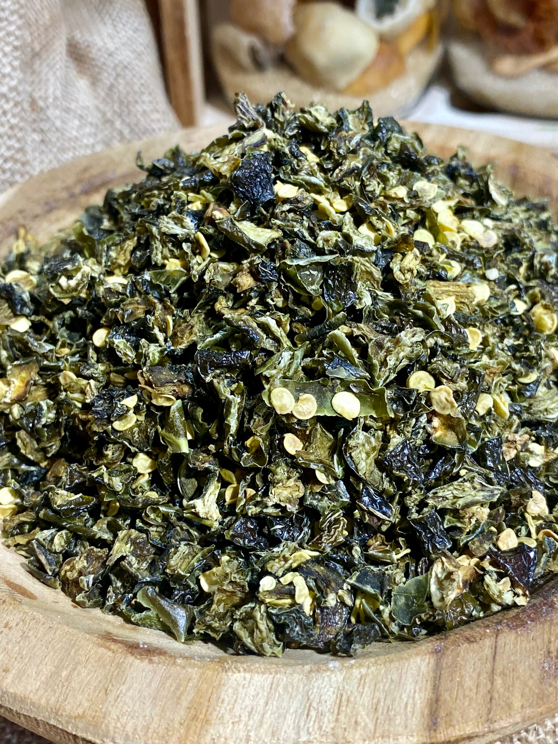 Flocons de piment jalapeño vert séchés au goût fruité et légèrement piquant