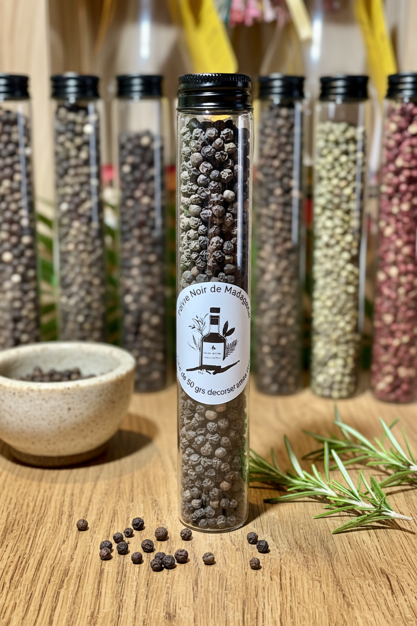 Poivre Noir de Madagascar —  tube en verre