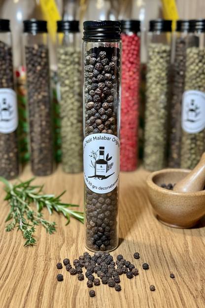Poivre Noir Malabar —  tube en verre