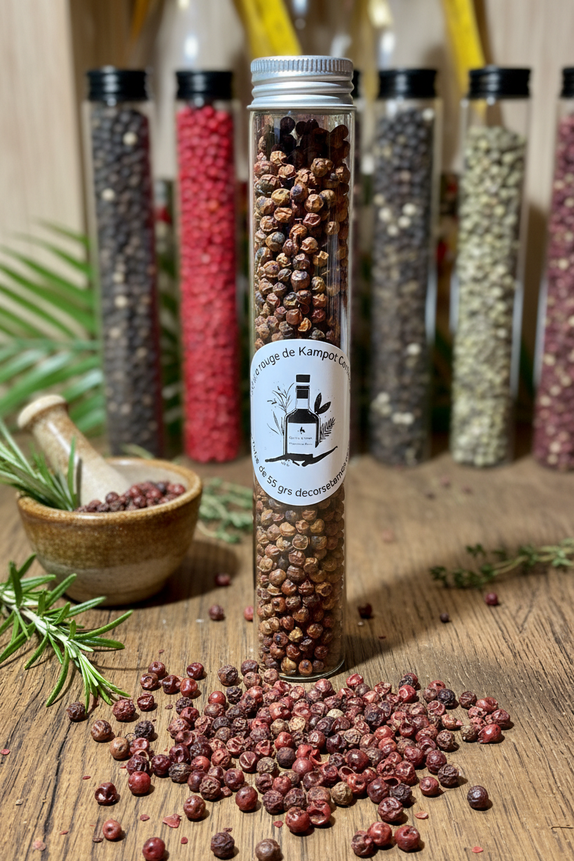 Poivre Rouge de Kampot — Grains rugueux texturés
