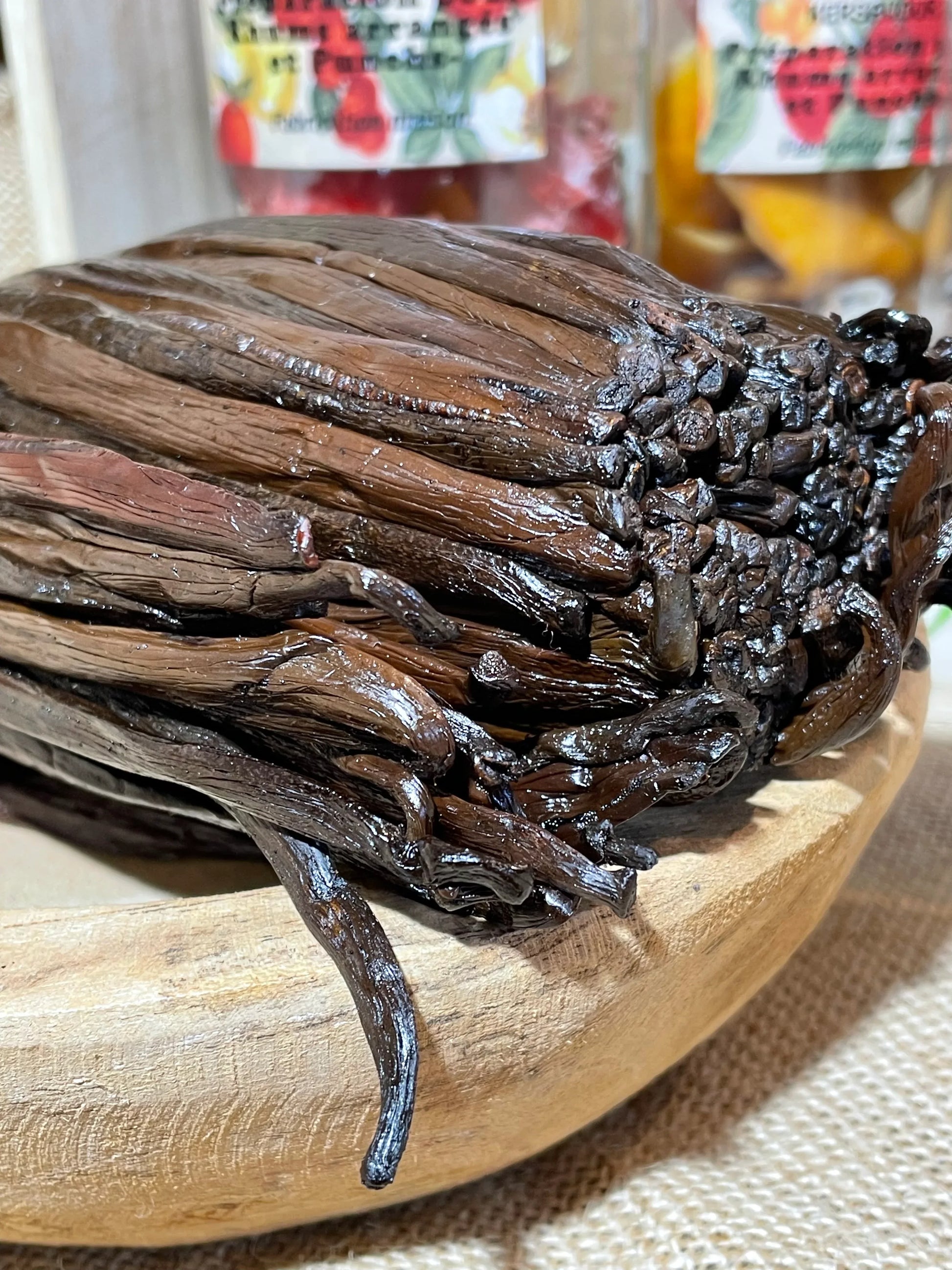 Détail de la gousse de vanille Tahitensis